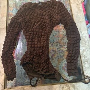 Fashion Nova Chocolate Textured champagne sippin Bodysuit - chocolate